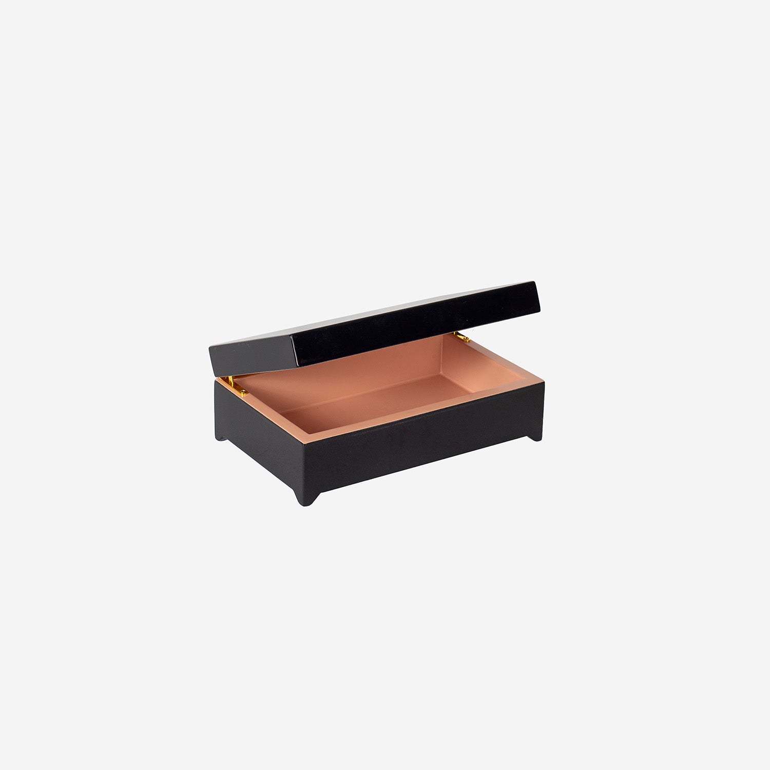 Lacquer box w hinge corner B Black