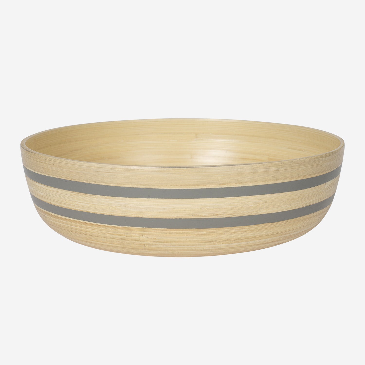 Bamboo Salad Bowl w Stripe Grey