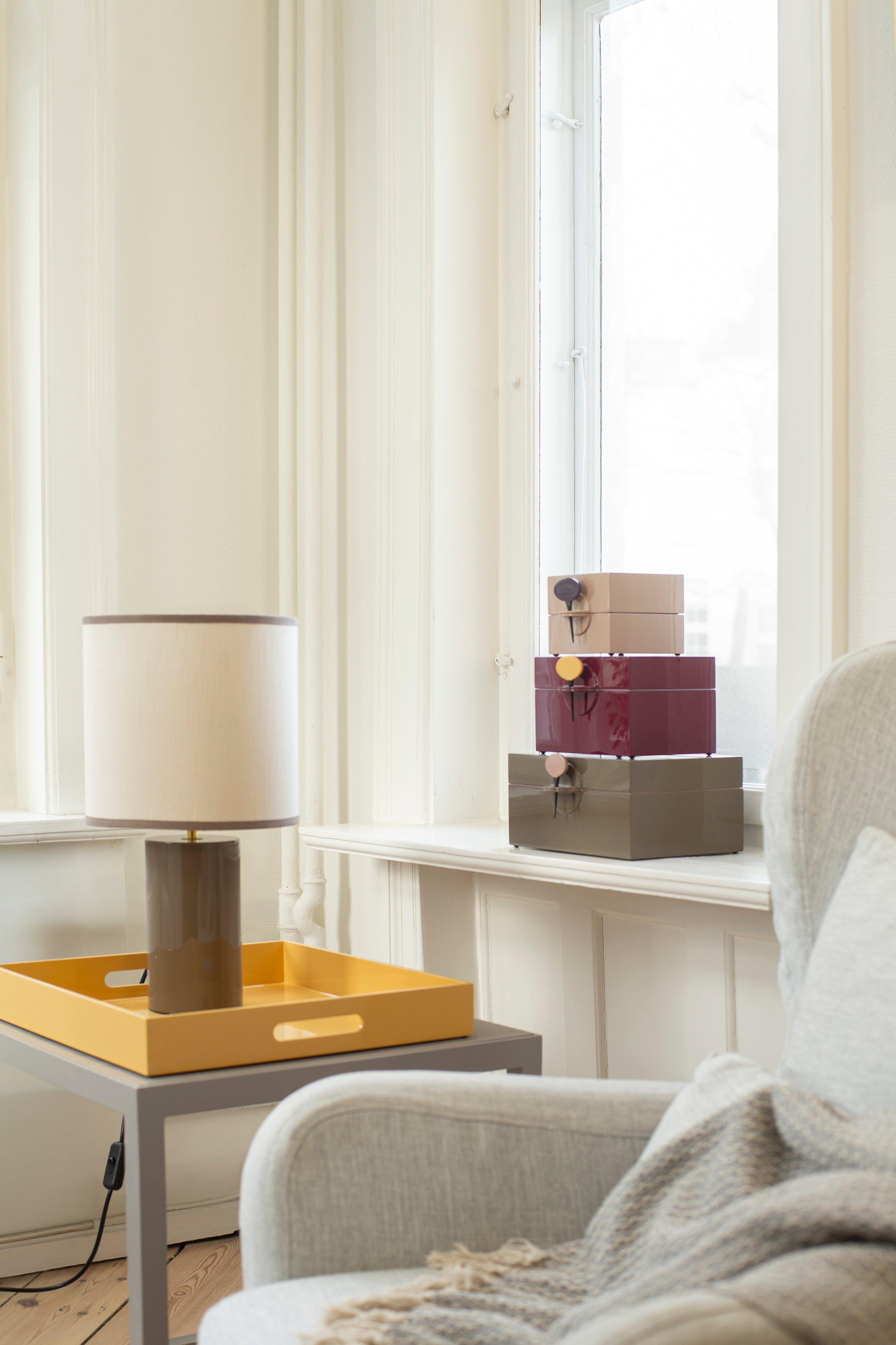 Cylinder lampshade sand/coal