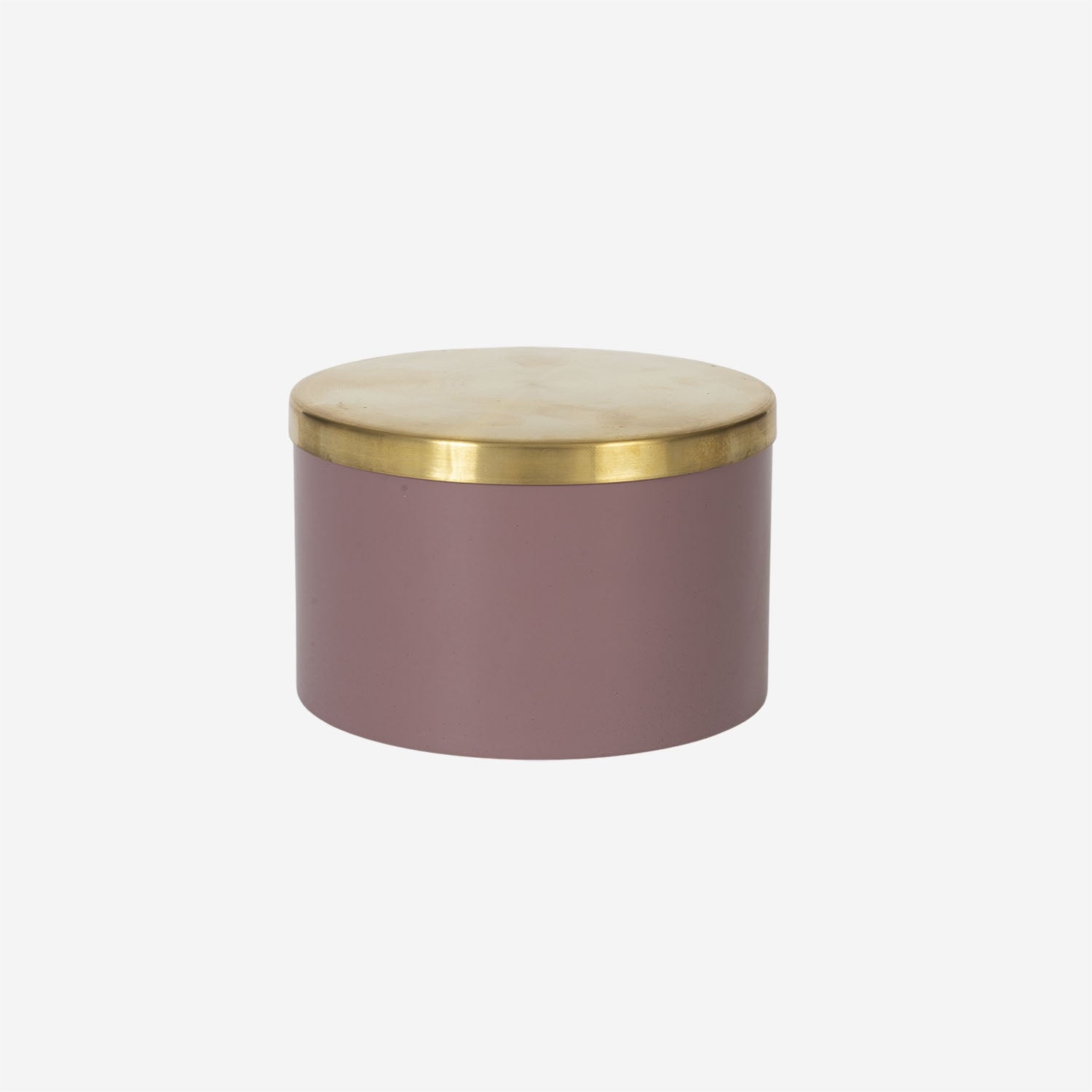 Round Box w Brass Lid, Plum