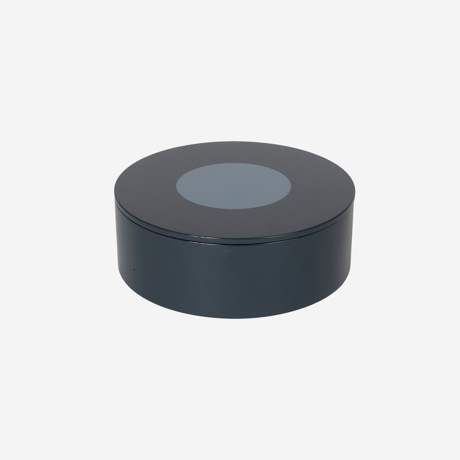 Round Lacquer Box w Circle Dark Petrol