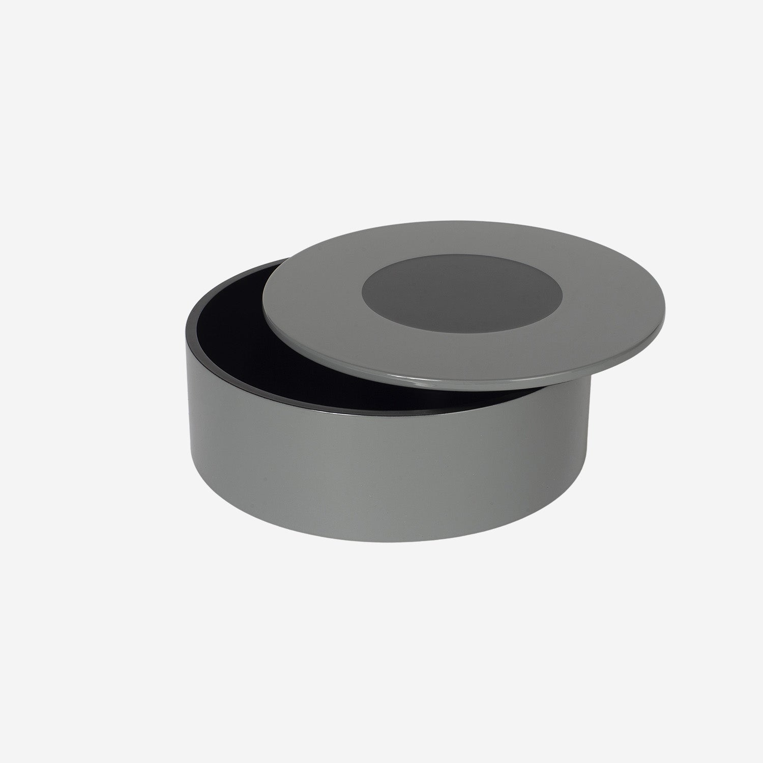 Round Lacquer Box w Circle Grey