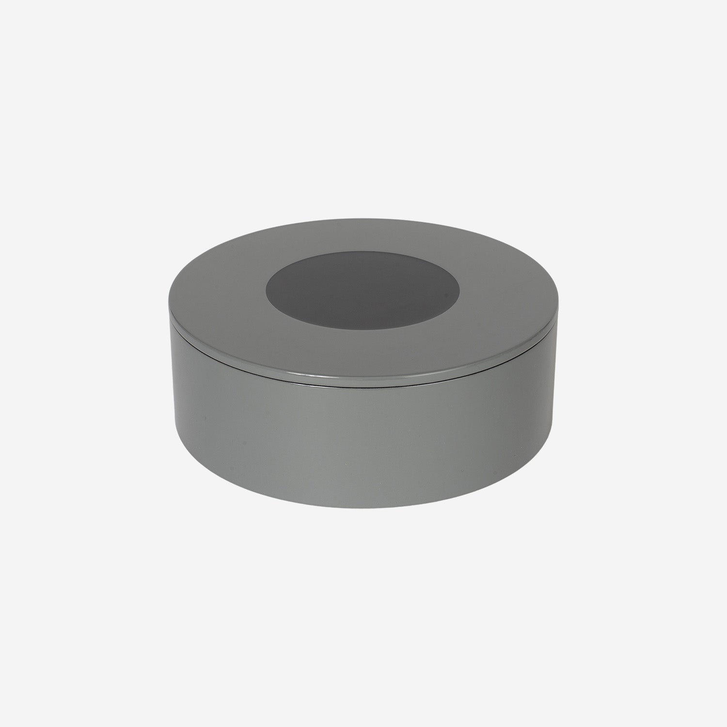Round Lacquer Box w Circle Grey