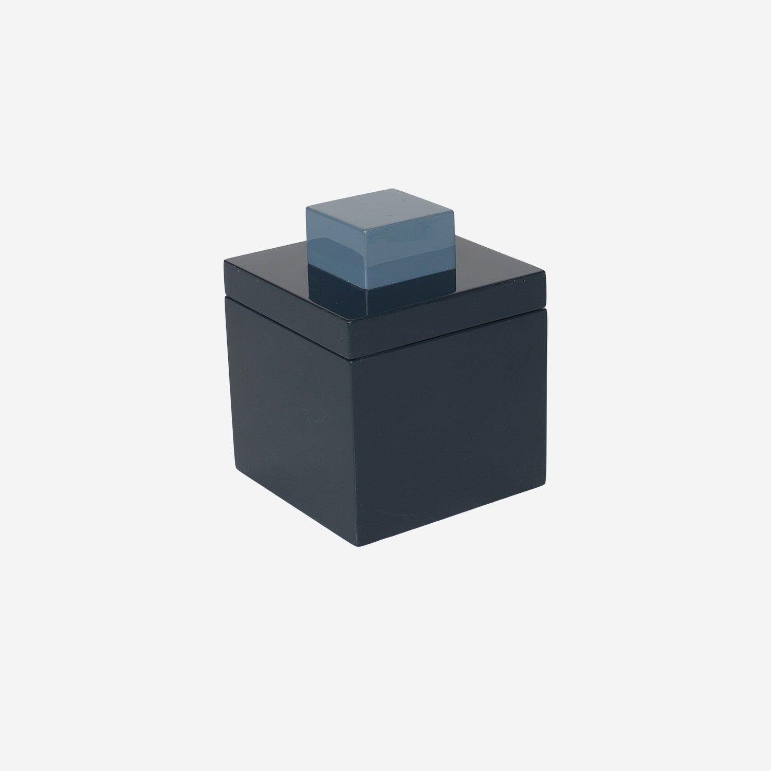 Square Lacquer Box w Handle S Dark Petrol