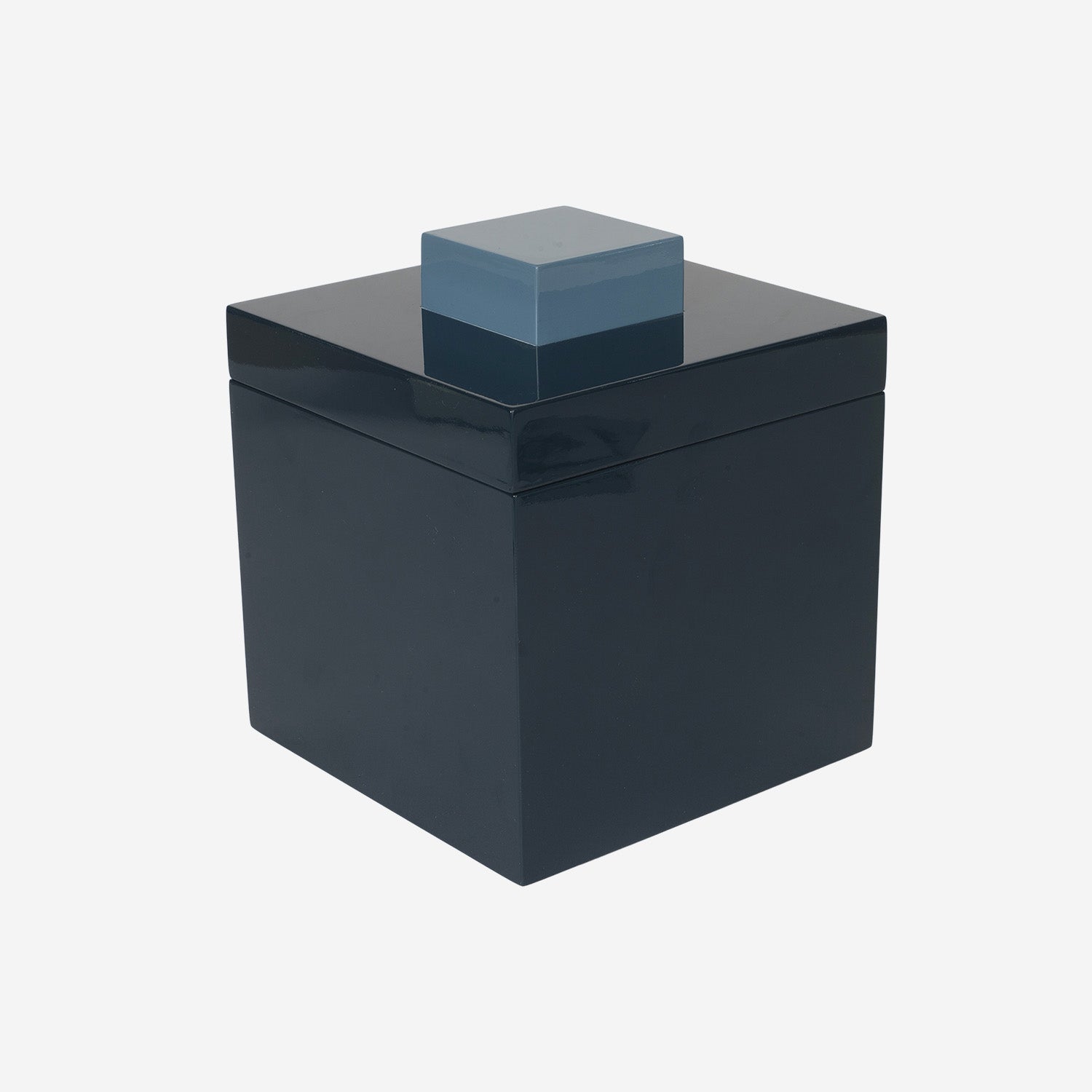 Square Lacquer Box w Handle B Dark Petrol