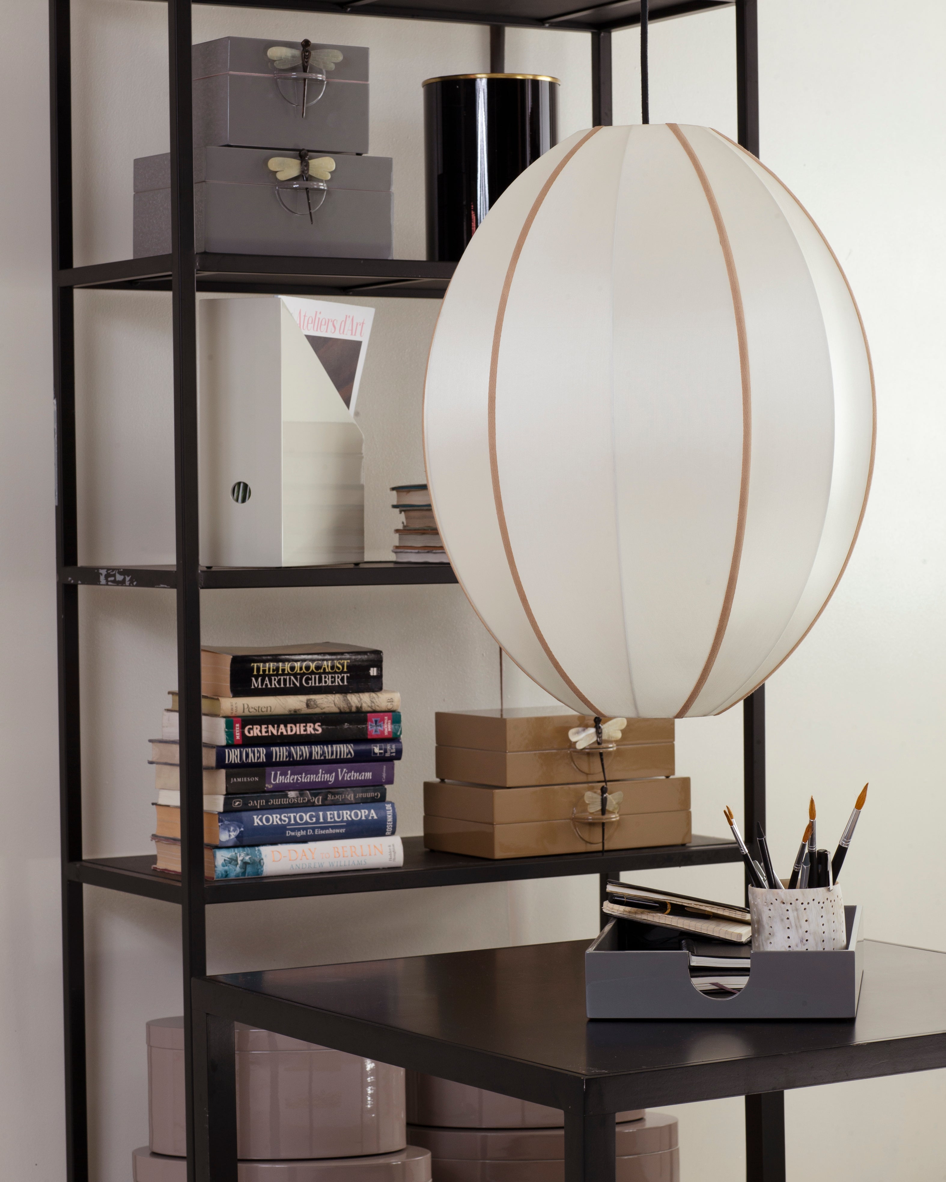 Lamp Shade Indochina Offwhite/Amber Oval L