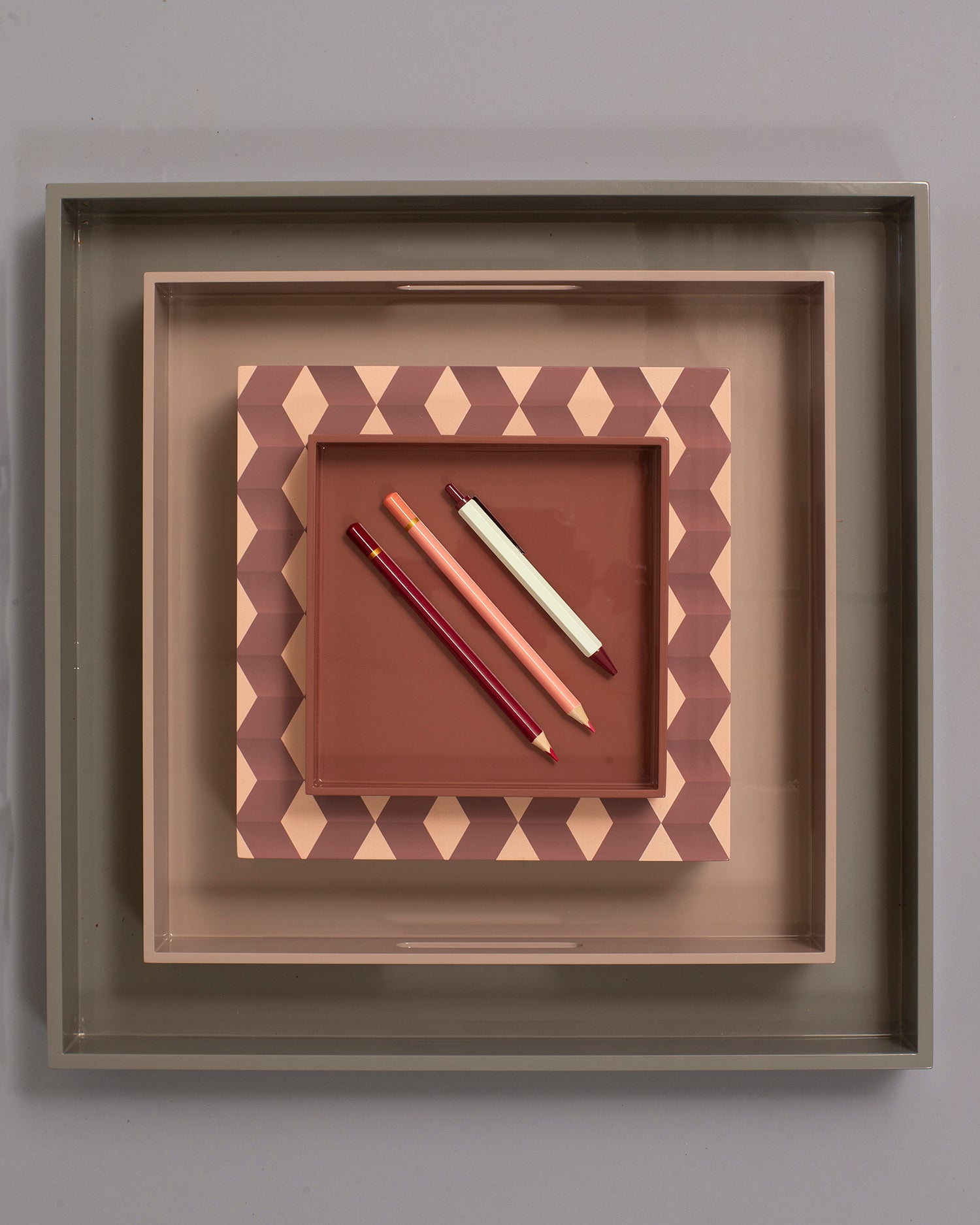 Lacquer Tray 33x33 Brown Grey