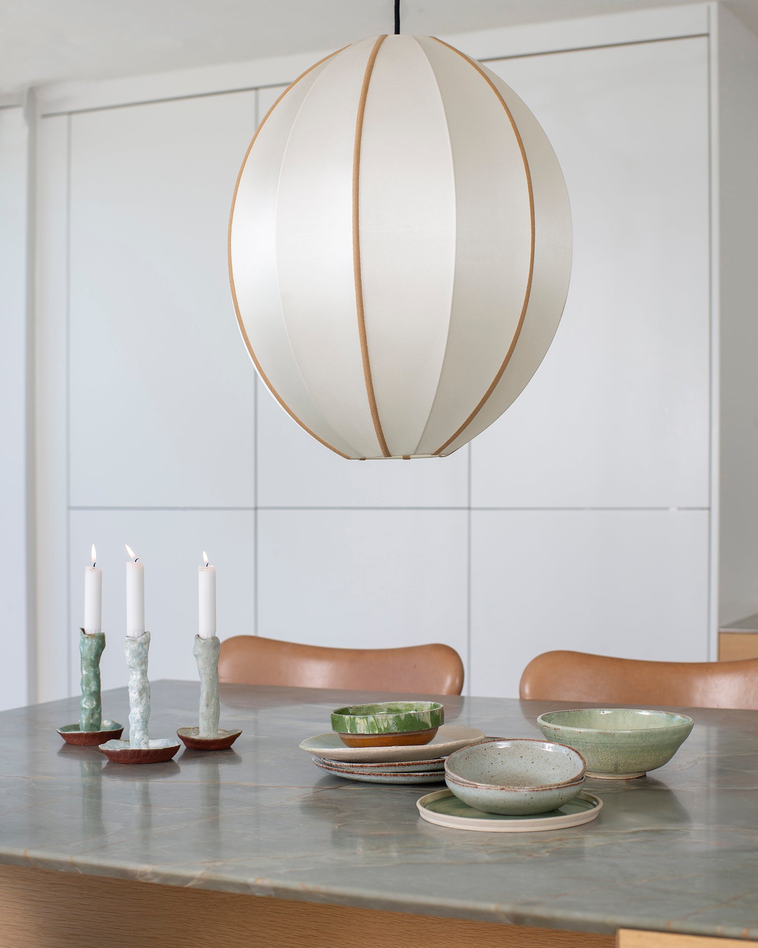 Lamp Shade Indochina Offwhite/Amber Oval L