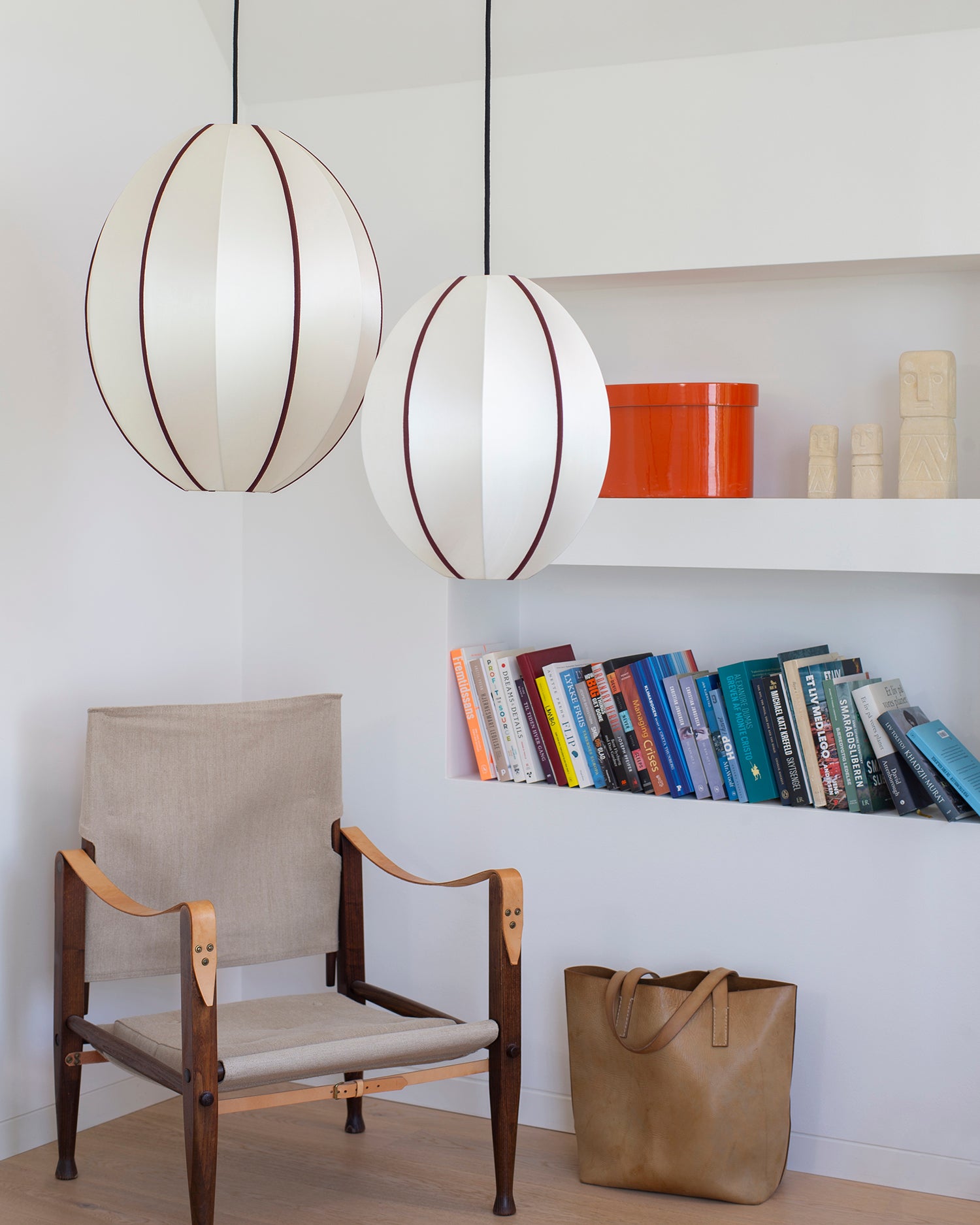 Lamp Shade Indochina Offwhite/Bordeaux Oval S
