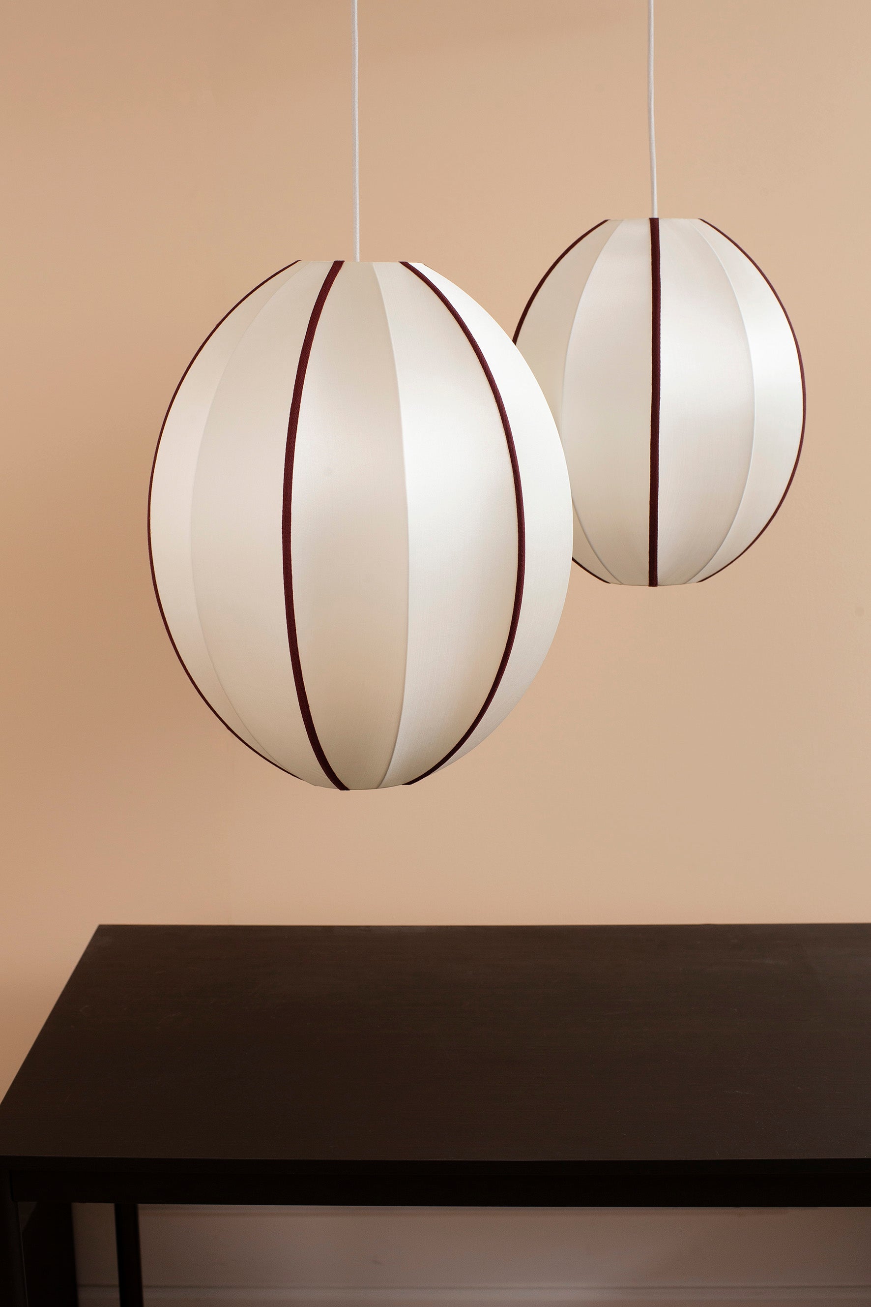 Lamp Shade Indochina Offwhite/Bordeaux Oval S