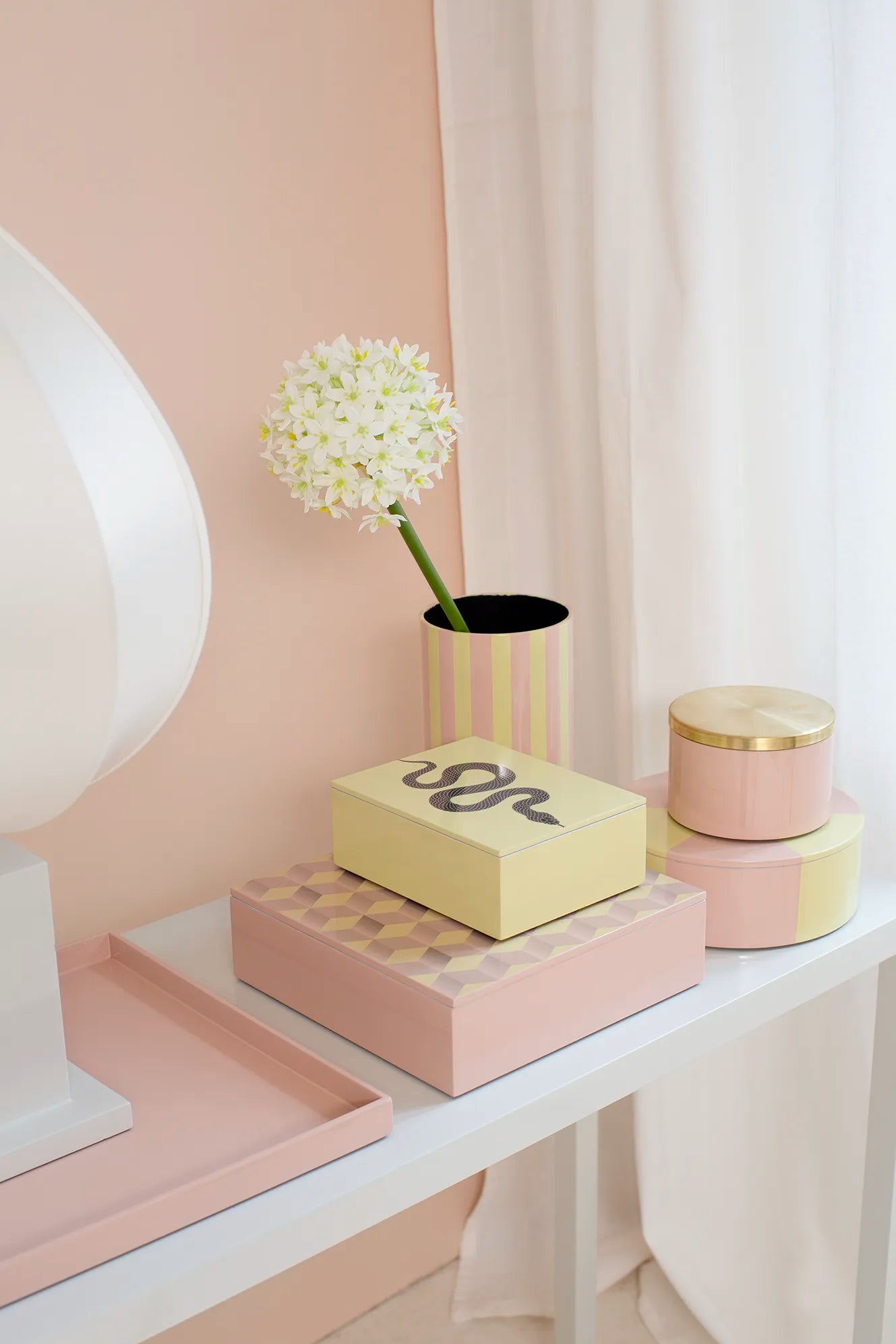 Lacquer Box w 3D Pattern Sorbet/Lemon