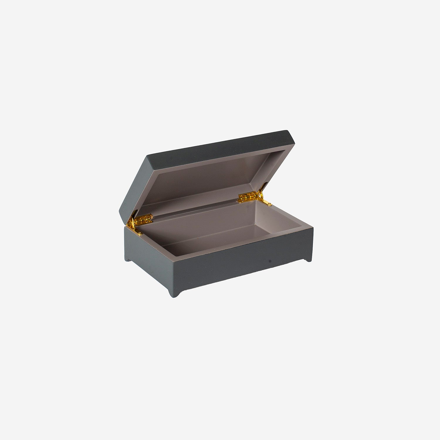 Lacquer box w hinge corner B Coal