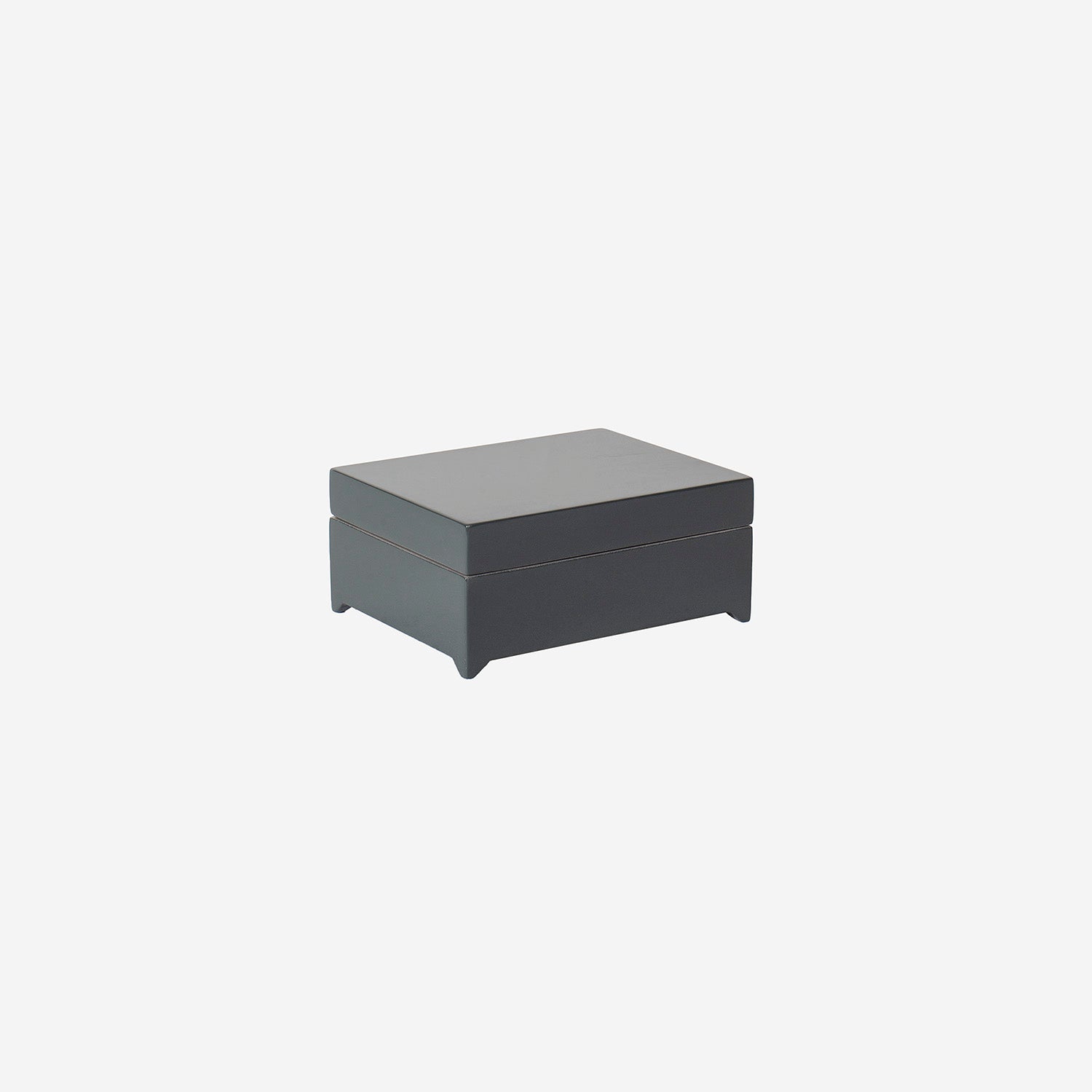 Lacquer box w hinge corner S coal