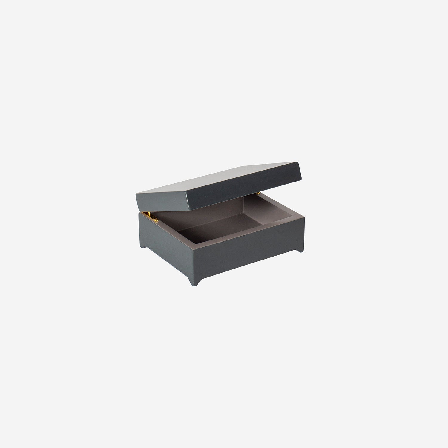 Lacquer box w hinge corner S coal