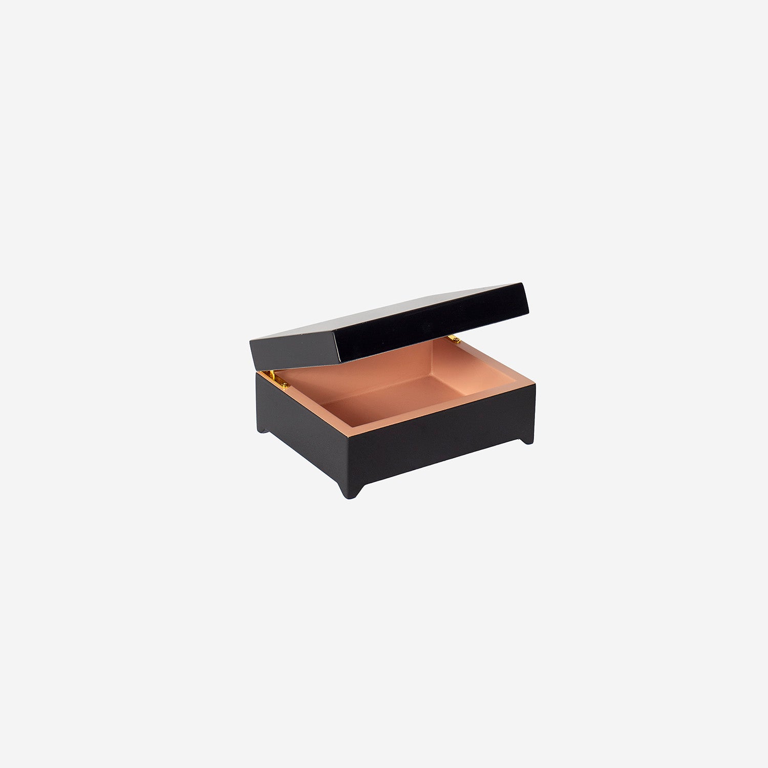 Lacquer box w hinge corner S black