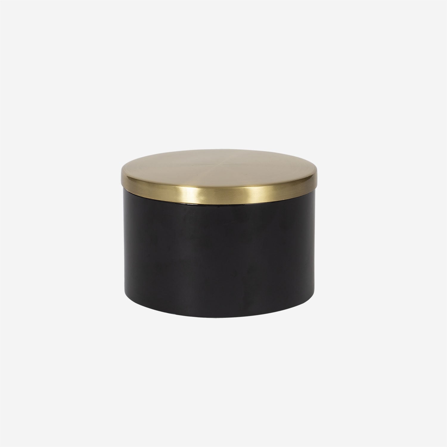 Round Box w Brass Lid, Black