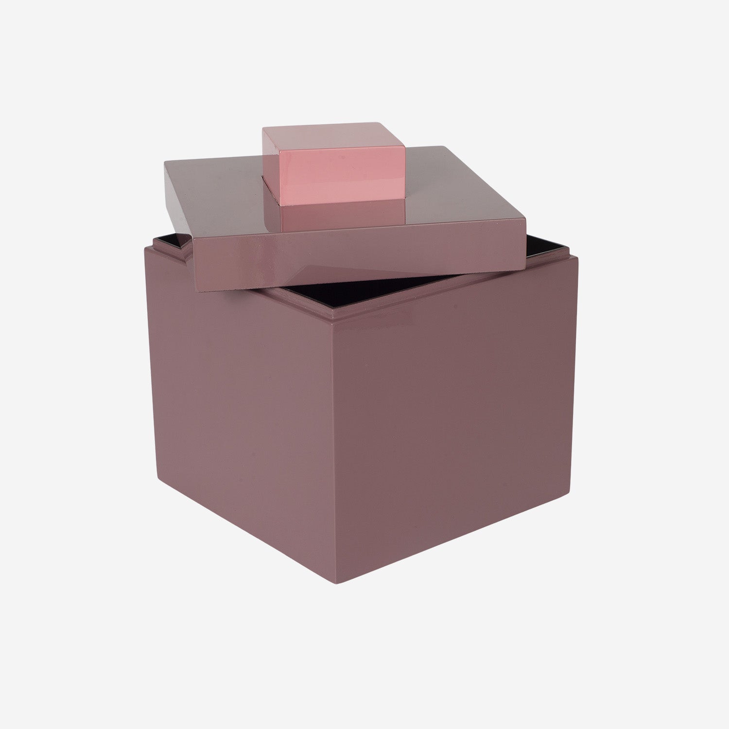 Square Lacquer Box w Handle B Plum