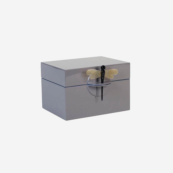 イタリヤ　オーダー　オーク材のアクセサリーBOX 蓋付き×4個 Lacquer Box B Slate